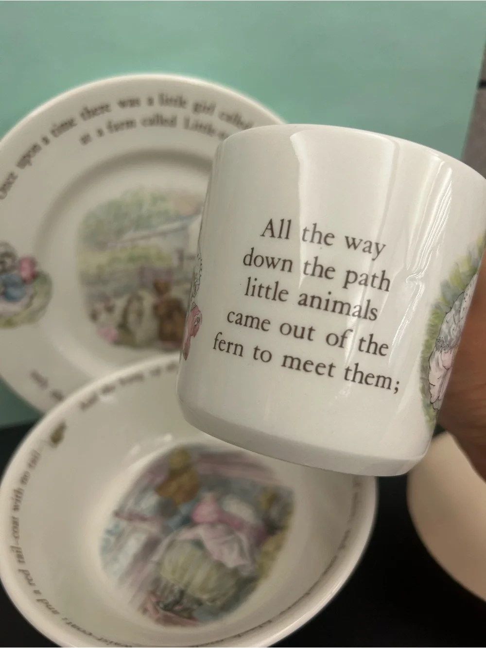 Wedgwood Mrs. Tiggy-Winkle 3 Piece Child's Dinnerware Set Beatrix Potter